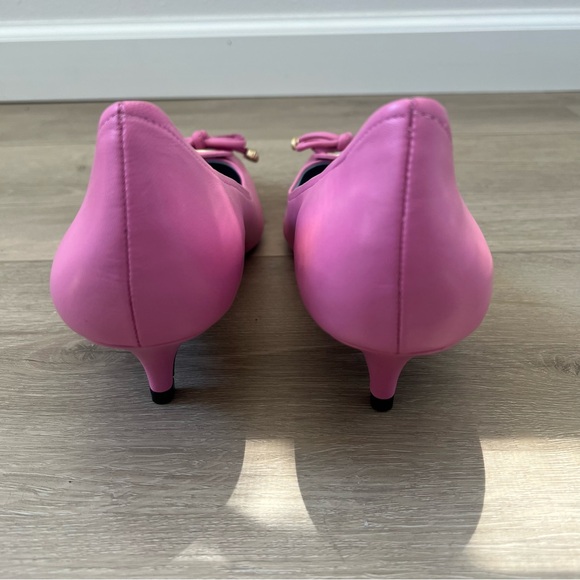 NWOT Francis Valentine Pink Kitten Heel with Gold Bow Size 8 - Picture 5 of 8